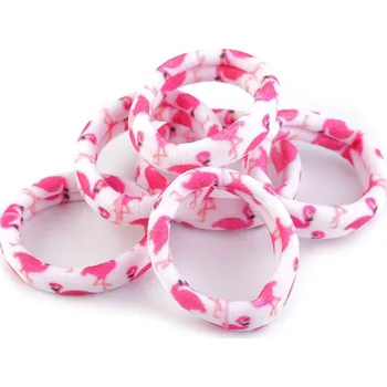 Gumičky do vlasů plameňák, srdce, sova, květ růžová malinová 1 karta