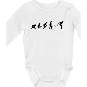 Evoluce běhu - běžky - Body kojenecké s dlouhým rukávem - Dlouhý r. 6-12 měs ( Bílá )