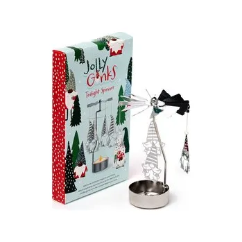 Vánoční dekorace Otočný svícen -kovový - Vánoční skřítek