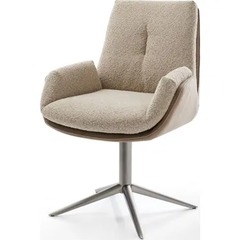 Jídelní židle DELIFE Jídelní židle Clea-Flex kombinace materiálů tmavě béžová křížová podnož grafitová 360° otočný houpací funkce