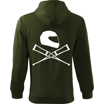 Pánská mikina Silniční helma / berle - Mikina s kapucí na zip trendy zipper - S ( Military )