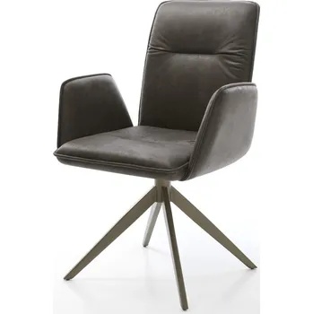 Jídelní židle DELIFE Jídelní židle Vinja-Flex mikrovlákno antracit vintage křížová podnož široká titanová barva 360° otočná