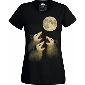 Dámské tričko Tři vačice vyjící k Úplňku (Velikost: 4XL, Barva: Černá)