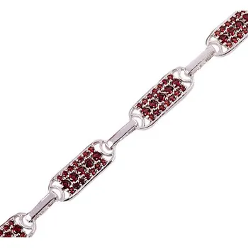 Náramek granát - stříbrný náramek - linka (4641) povrchová úprava: zlacené