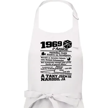 Kuchyňská zástěra 1969 v kostce - Pánská zástěra na vaření - Univerzální velikost ( Bílá )