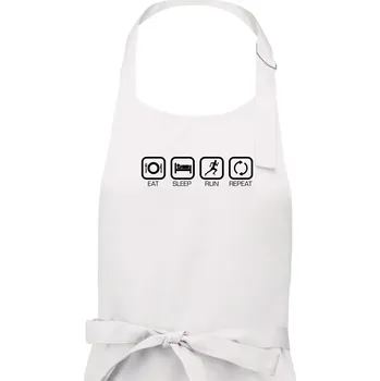 Kuchyňská zástěra Eat sleep run repeat v řadě - Pánská zástěra na vaření - Univerzální velikost ( Bílá )