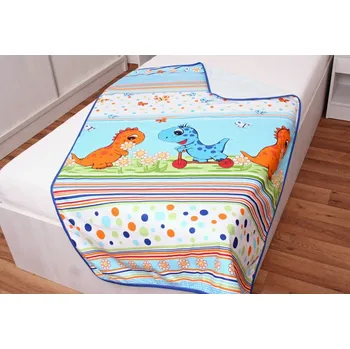 Povlečení Dětská deka 135x90 cm mikro + bavlna Tyrkys dino