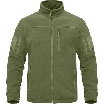 Pánská větrovka Pánská taktická outdoorová fleece bunda s více kapsami na zip Sportovní bunda s vysokým límcem Větruodolné turistické oblečení zelená L
