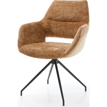 Jídelní židle DELIFE Jídelní židle Yago-Flex s područkami žinylka rezavá křížová podnož zúžená černá 180° otočná taštičkové pružiny