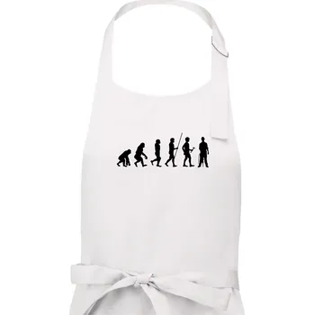 Kuchyňská zástěra Evoluce zedník zbiječka - Dámská zástěra na vaření - Univerzální velikost ( Bílá )