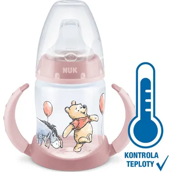 Kojenecká láhev NUK Lahvička na učení DISNEY-Medvídek Pú s kontrolou teploty 150 ml růžová