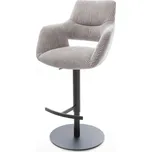 DELIFE Barová židle Yago-Flex plyšový manšestr stříbrně šedá otočná podnož výškově nastavitelná kov černá otočná taštičkové pružiny