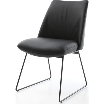 Jídelní židle DELIFE Jídelní židle Elso-Flex pravá kůže černá tenká podnož černá taštičkové pružiny