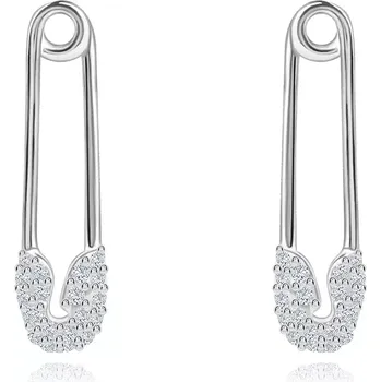 Náušnice Náušnice z 925 stříbra - zavírací špendlík, kulatý zirkon, zapínání na puzetu