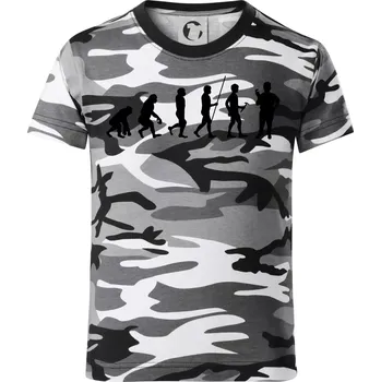 Chlapecké tričko Evoluce instalatér - Dětské maskáčové triko - 122 cm/6 let ( Šedý maskáč )