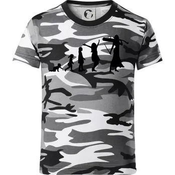 Chlapecké tričko Evoluce cellistka - Dětské maskáčové triko - 146 cm/10 let ( Šedý maskáč )