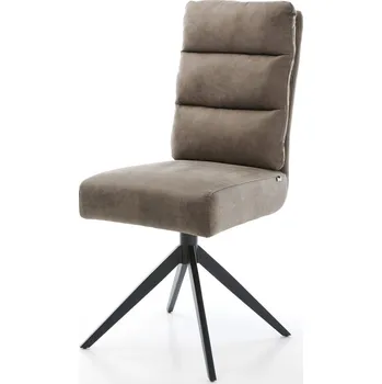 Jídelní židle DELIFE Jídelní židle Pela-Flex mikrovlákno taupe vintage křížová podnož široká černá 360° otočná houpací funkce taštičkové pružiny