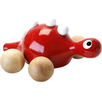 Výuková hračka Vilac Dřevěný dinosaurus na kolečkách červený