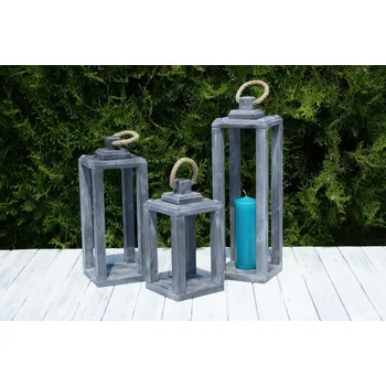 Lucerna Dřevěná lucerna na svíčku - sada