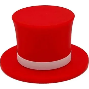 Vařečka Barevný špunt na láhev ve tvaru cylindru Dekorativní uzávěr na víno Originální silikonový špunt na víno Lahvový uzávěr s motivem klobouku červená