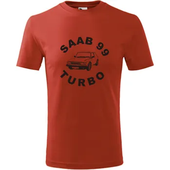 Červené dětské tričko Saab 99 Turbo - barva červená - velikost 4roky