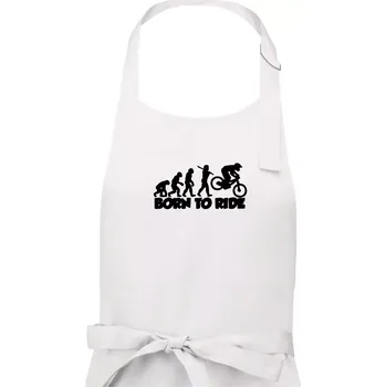 Kuchyňská zástěra Evoluce Born to ride - Dámská zástěra na vaření - Univerzální velikost ( Bílá )