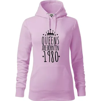 Dámská mikina Queens are born in 1980 - Mikina dámská Cape s kapucí - S ( Orchid )