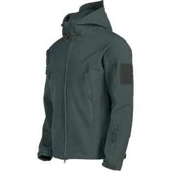 Pánská větrovka Pánská softshellová outdoorová bunda s kapucí Nepromokavá větruodolná bunda na zip Taktická bunda s kapsami do nepříznivého počasí šedá XS