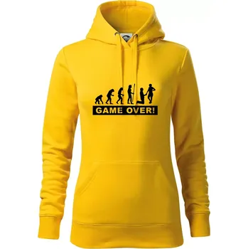 Dámská mikina Game over evoluce - Mikina dámská Cape s kapucí - M ( Žlutá )