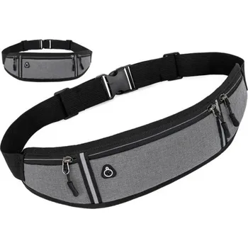 Ledvinka Sportovní běžecká ledvinka 40 cm Barevná fitness taška na pás s reflexními prvky Více kapes Nastavitelný obvod 80–100 cm šedá