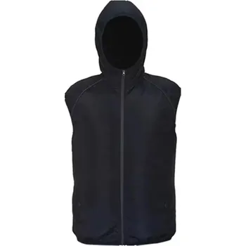 Pánská sportovní vesta s kapucí Lehká nepromokavá vesta na zip s kapsami Outdoorová běžecká vesta bez rukávů pro muže černá S