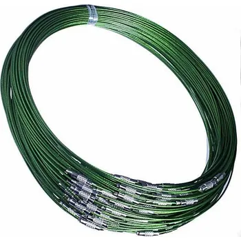 Řetízek Bižuterní lanko se šroubovacím zapínáním zelené , 45 cm