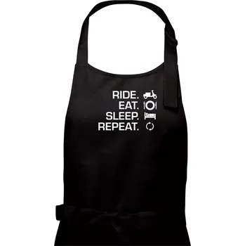 Kuchyňská zástěra Ride Eat Sleep Repeat moto skútr - Dámská zástěra na vaření - Univerzální velikost ( Černá )