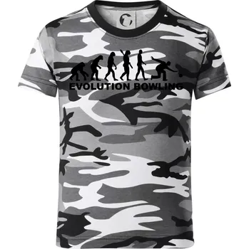 Chlapecké tričko Evoluce bowling - Dětské maskáčové triko - 122 cm/6 let ( Šedý maskáč )