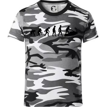 Chlapecké tričko Evoluce vodní skútr - Dětské maskáčové triko - 146 cm/10 let ( Šedý maskáč )