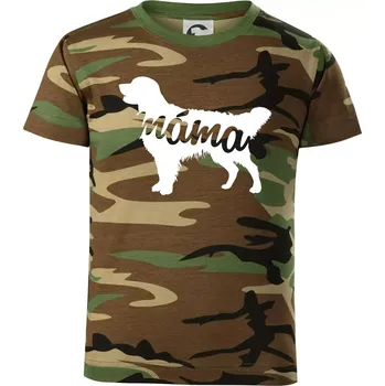 Zlatý retrívr máma obrys - Dětské maskáčové triko - 146 cm/10 let ( Hnědý maskáč )