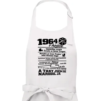 Kuchyňská zástěra 1964 v kostce - Pánská zástěra na vaření - Univerzální velikost ( Bílá )