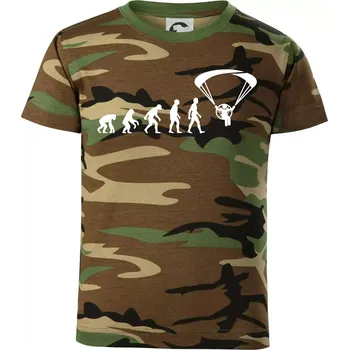 Chlapecké tričko Evoluce paramotor - Dětské maskáčové triko - 122 cm/6 let ( Hnědý maskáč )