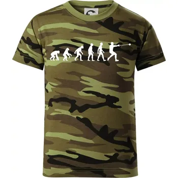 Evoluce hod kladivem - Dětské maskáčové triko - 146 cm/10 let ( Zelený maskáč )