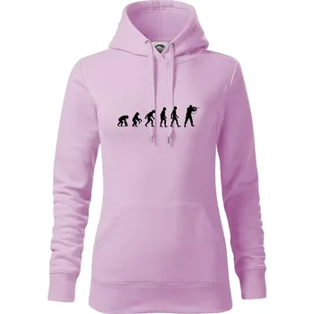 Dámská mikina Evoluce vojáka - stojící - Mikina dámská Cape s kapucí - XS ( Orchid )