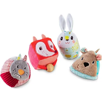 Výuková hračka Lilliputiens - set 4 textilních tvarů - zvířátka z lesa