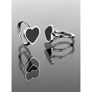 Náušnice Prosperk Náušnice kroužky s černými srdíčky S5041