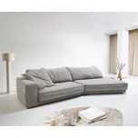 DELIFE Pohovka XL Snoosh 400x150 cm strukturovaná látka soft šedá lenoška pravá