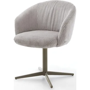 Jídelní židle DELIFE Jídelní židle Caja-Flex s područkami manšestr stříbrně šedá podnož ve tvaru kříže titanový efekt 360° otočná taštičkové pružiny