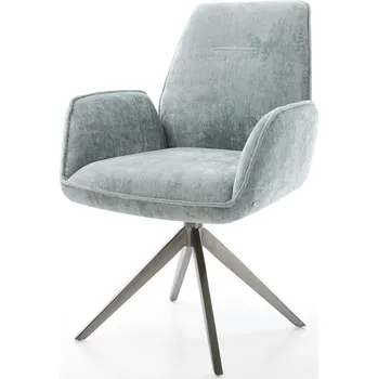 Jídelní židle DELIFE Jídelní židle Zoa-Flex žinylka pastelově modrá křížová podnož široká grafitová 360° otočná houpací funkce taštičkové pružiny