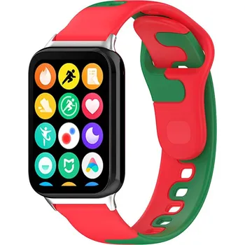 Ostatní příslušenství k chytrým hodinkám eses Silikonový řemínek pro Xiaomi Redmi Watch 4, 5, 6 a Smart Band 8 Pro a 9 Pro - Červeno zelený