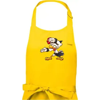 Kuchyňská zástěra Kohout karatista - Dámská zástěra na vaření - Univerzální velikost ( Žlutá )