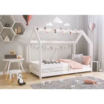 Dětská postel Domečková postel Laura se zábranou 160 x 80 cm - bílá
