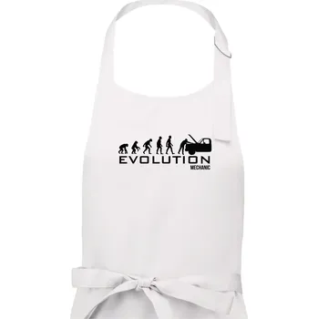 Kuchyňská zástěra Evoluce mechanik - Dámská zástěra na vaření - Univerzální velikost ( Bílá )