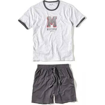 Pánské pyžamo MUSTANG Pánské bavlněné pyžamo DON šedá/grafit - tričko + šortky XL 4255_6000.362